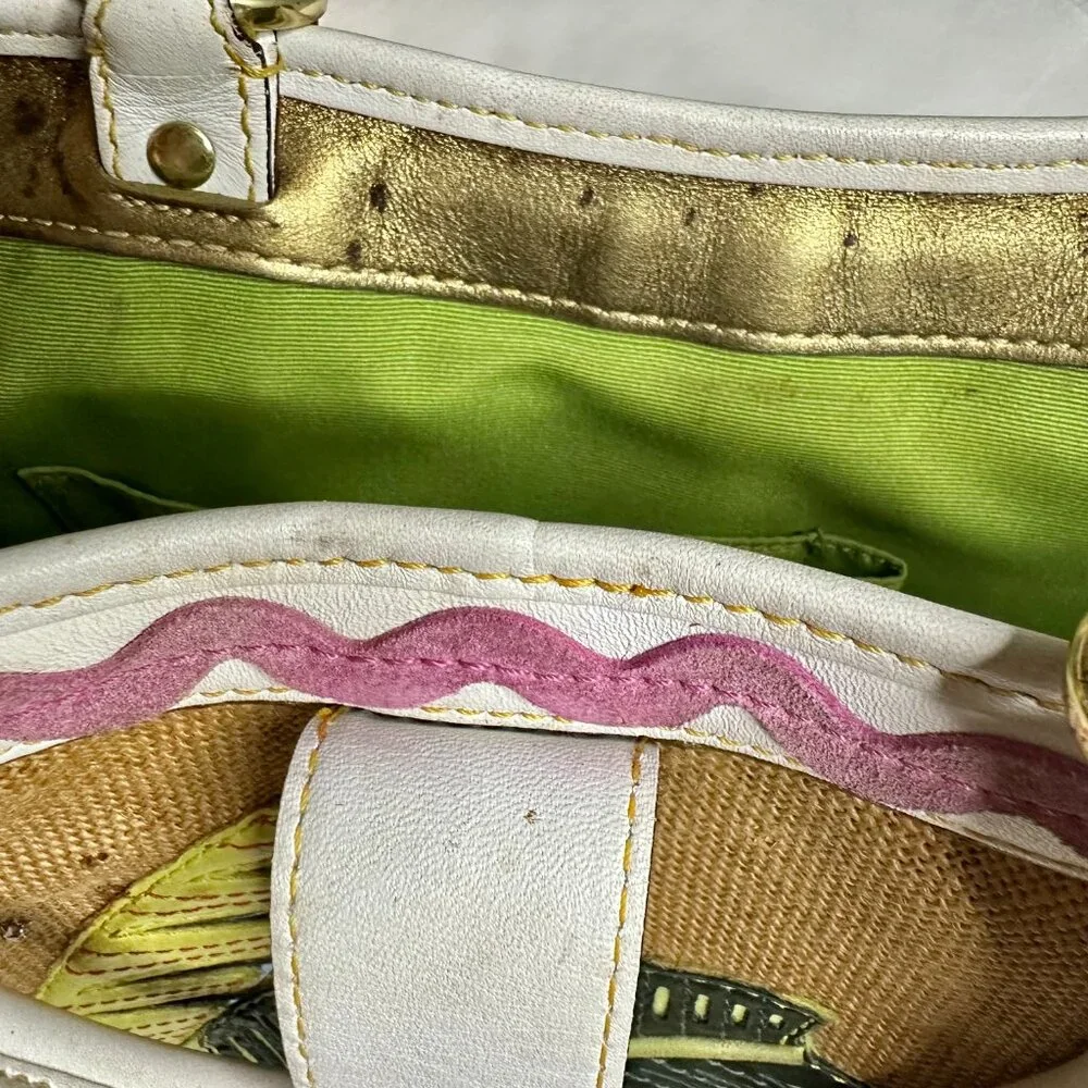 Coach Vintage Ladybug Applique Boxy Straw Tote Limited Edition 2004 Natural 4439